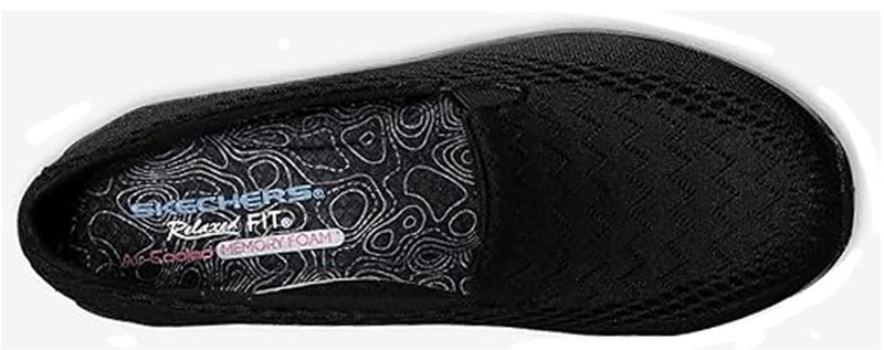 SKECHERS حذاء سكيشرز النسائي ريغاي فيست-ويلوز لوفر فلات، شبكة سوداء، 9 - Image 4