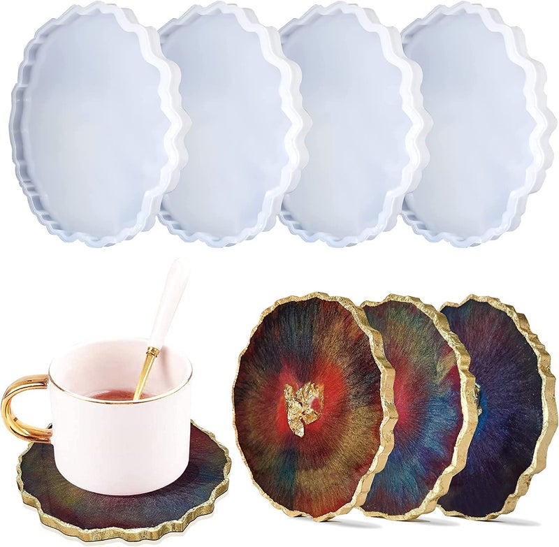 Ready Shop go Round Wave Resin for Coasters Epoxy Molds for Casting with Resin Art Clay Cement (Pack of 4) 11 cm x 11 cm, Clear  - Image 1
