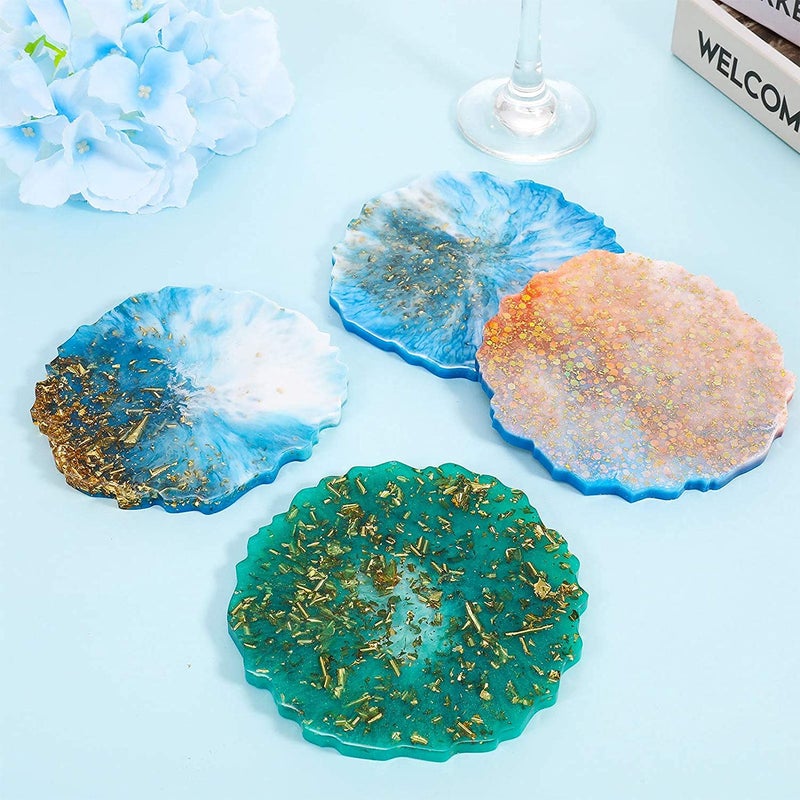Ready Shop go Round Wave Resin for Coasters Epoxy Molds for Casting with Resin Art Clay Cement (Pack of 4) 11 cm x 11 cm, Clear  - Image 3
