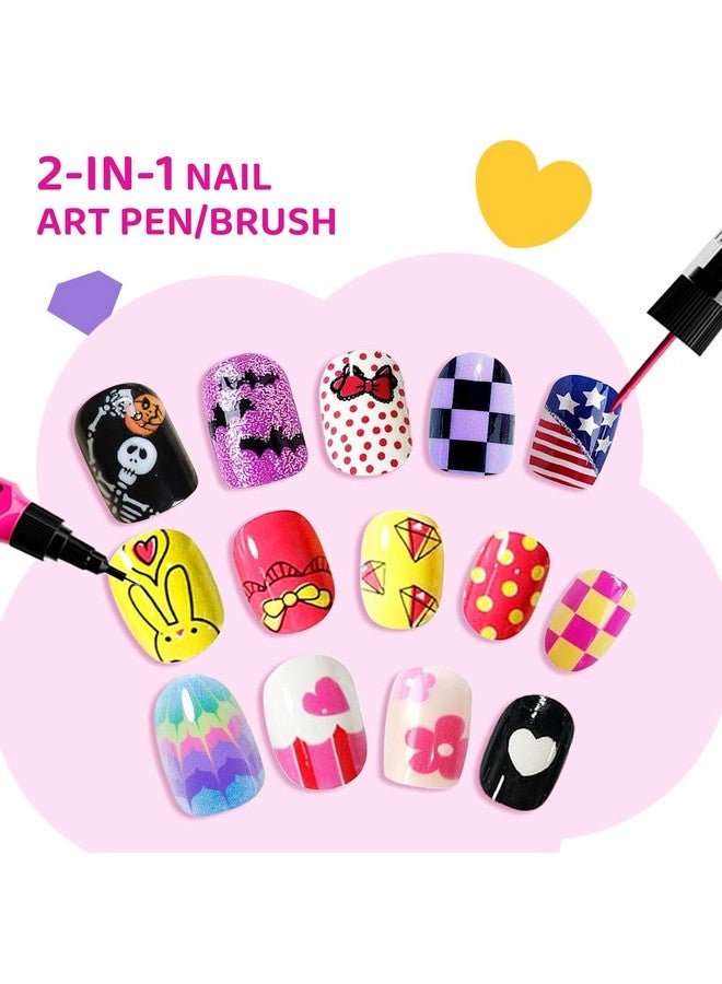 Tomons طقم طلاء أظافر تومونز للأطفال للفتيات، مجموعة فن الأظافر مع أقلام، لامع، ملصقات - طلاء أظافر يجف بسرعة وغير سام، هدايا مثالية لعيد الميلاد أو عيد الميلاد للأطفال من 6-12 سنة - Image 3