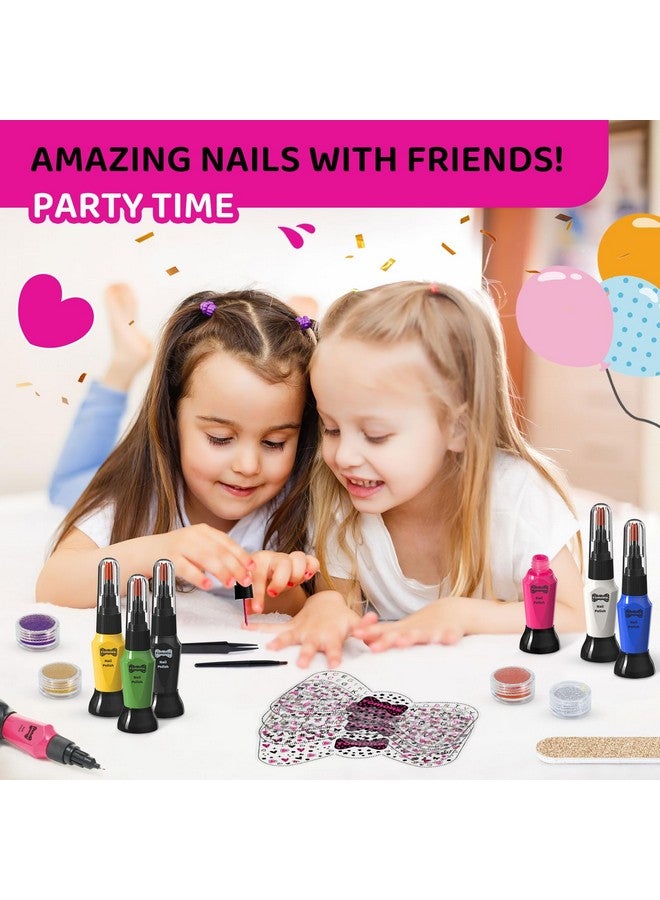 Tomons طقم طلاء أظافر تومونز للأطفال للفتيات، مجموعة فن الأظافر مع أقلام، لامع، ملصقات - طلاء أظافر يجف بسرعة وغير سام، هدايا مثالية لعيد الميلاد أو عيد الميلاد للأطفال من 6-12 سنة - Image 5