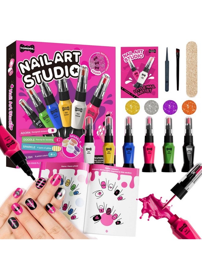 Tomons طقم طلاء أظافر تومونز للأطفال للفتيات، مجموعة فن الأظافر مع أقلام، لامع، ملصقات - طلاء أظافر يجف بسرعة وغير سام، هدايا مثالية لعيد الميلاد أو عيد الميلاد للأطفال من 6-12 سنة - Image 1