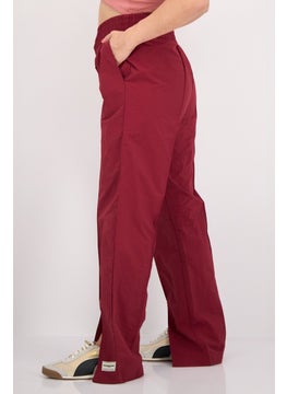The Giving Movement Women Regular Fit Plain Split Leg Pants, Maroon  - Image 3