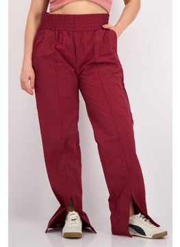 The Giving Movement Women Regular Fit Plain Split Leg Pants, Maroon  - Image 1