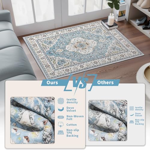 Ciicool Washable Vintage Area Rug, 2x3ft Small Boho Rug, Ultra Soft Rugs for Entryway, Non-Slip Entry Rugs Oriental Low-Pile Indoor Mat Floor Carpet for Entrance Bedroom Kitchen Bathroom Foyer Decor - Image 5