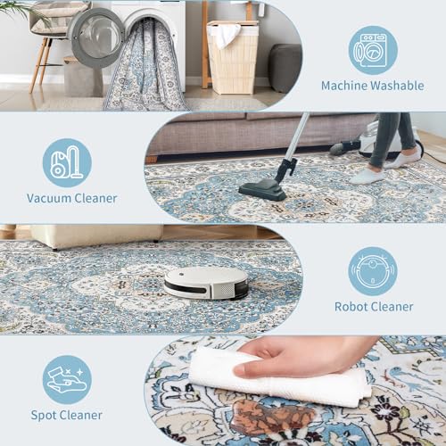 Ciicool Washable Vintage Area Rug, 2x3ft Small Boho Rug, Ultra Soft Rugs for Entryway, Non-Slip Entry Rugs Oriental Low-Pile Indoor Mat Floor Carpet for Entrance Bedroom Kitchen Bathroom Foyer Decor - Image 4