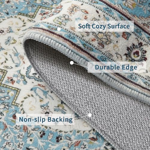 Ciicool Washable Vintage Area Rug, 2x3ft Small Boho Rug, Ultra Soft Rugs for Entryway, Non-Slip Entry Rugs Oriental Low-Pile Indoor Mat Floor Carpet for Entrance Bedroom Kitchen Bathroom Foyer Decor - Image 3