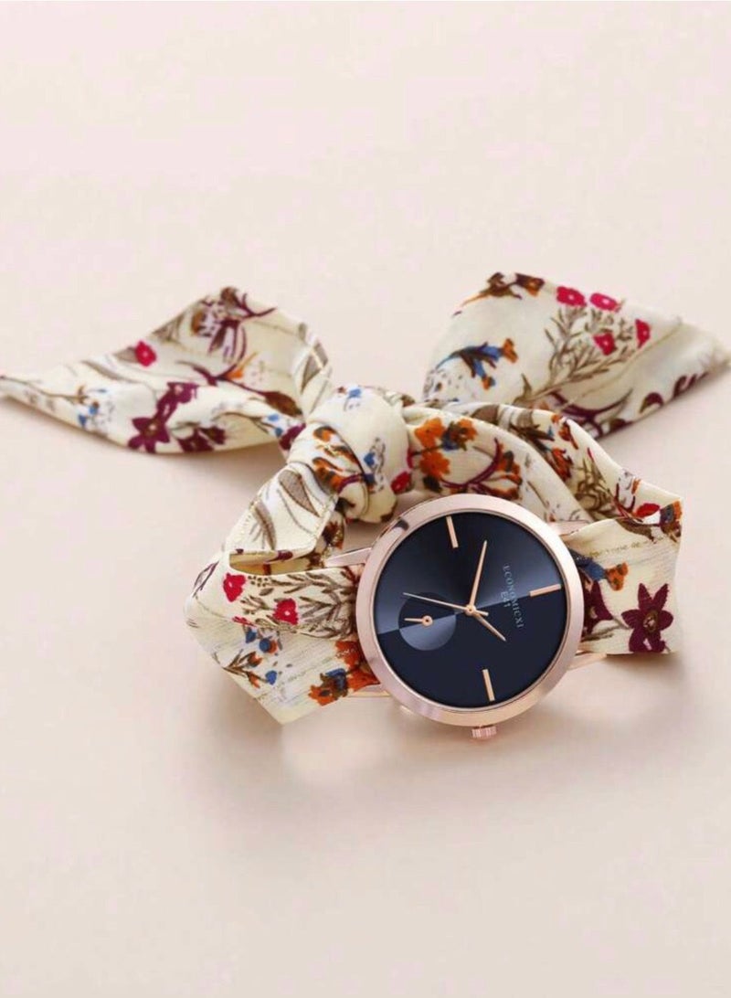 ECONOMICXI Casual Watch For Women With Colored Fabric Strap - Image 2