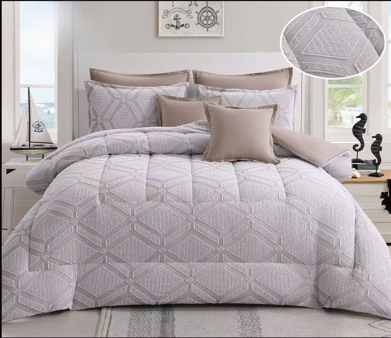 Double bed sheet set, 8 pieces, microfiber, with an elegant design and comfortable quality.
