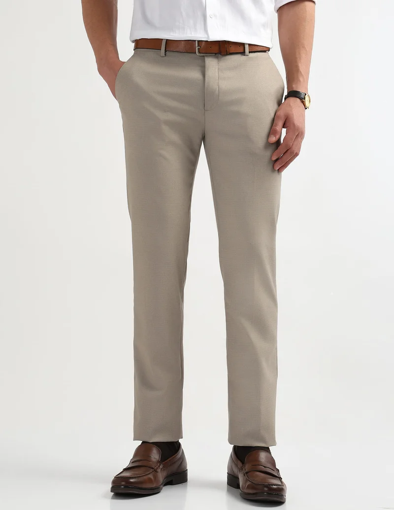 Arrow Textured Mid Rise Trousers