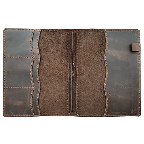 newestor Travelers Notebook Cover with Inner Pockets, Card Slots and Pen Holder, Standard Size, Dark Brown - Image 3