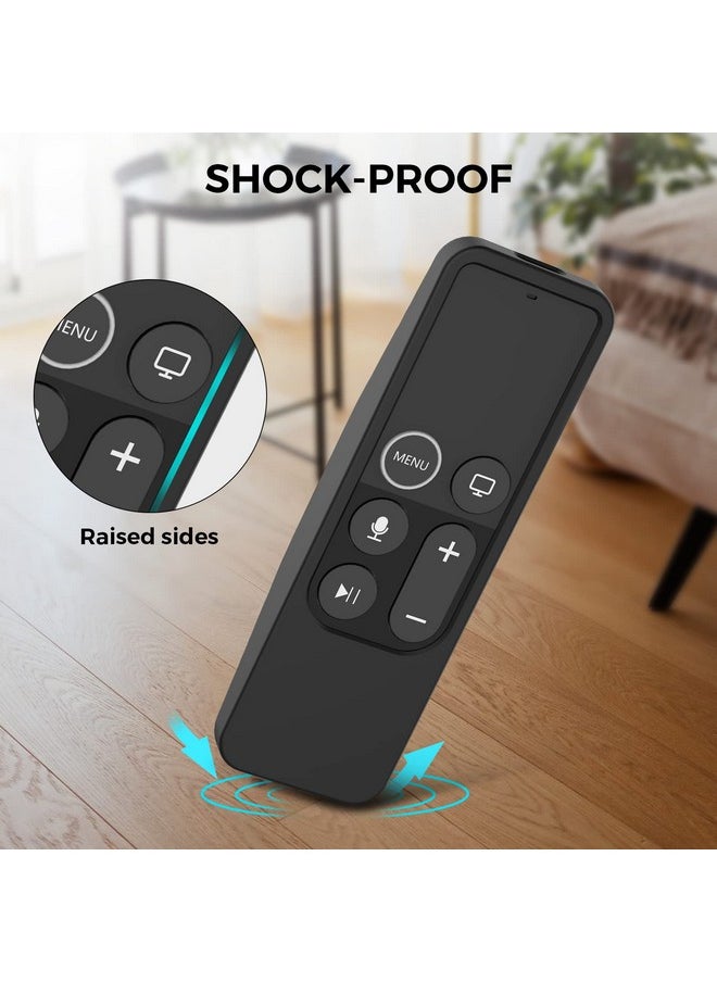Ahastyle - Protective Case For Apple Tv Siri Remote [1St Gen] With Airtag Holder Anti Slip Silicone Cover Compatible With 2016 Apple Tv Hd And 2017 Apple Tv 4K [1St Generation] (Black) - Image 1