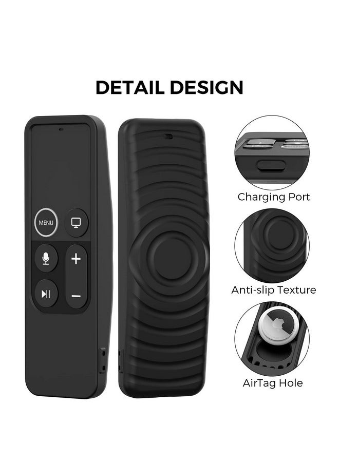 Ahastyle - Protective Case For Apple Tv Siri Remote [1St Gen] With Airtag Holder Anti Slip Silicone Cover Compatible With 2016 Apple Tv Hd And 2017 Apple Tv 4K [1St Generation] (Black) - Image 1