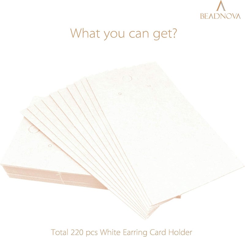 BEADNOVA Earring Holder for Selling 220 Pcs White Earring Display Card Ear Studs Card Jewelry Supplies 2 x 35 Inches White - Image 2