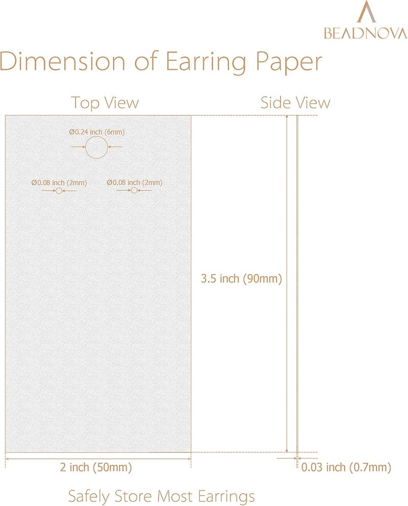 BEADNOVA Earring Holder for Selling 220 Pcs White Earring Display Card Ear Studs Card Jewelry Supplies 2 x 35 Inches White - Image 3