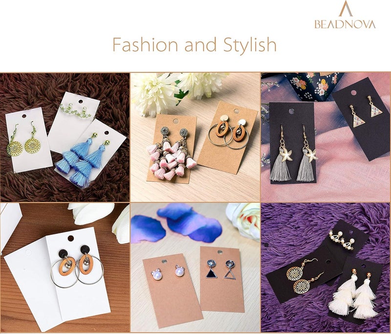 BEADNOVA Earring Holder for Selling 220 Pcs White Earring Display Card Ear Studs Card Jewelry Supplies 2 x 35 Inches White - Image 4