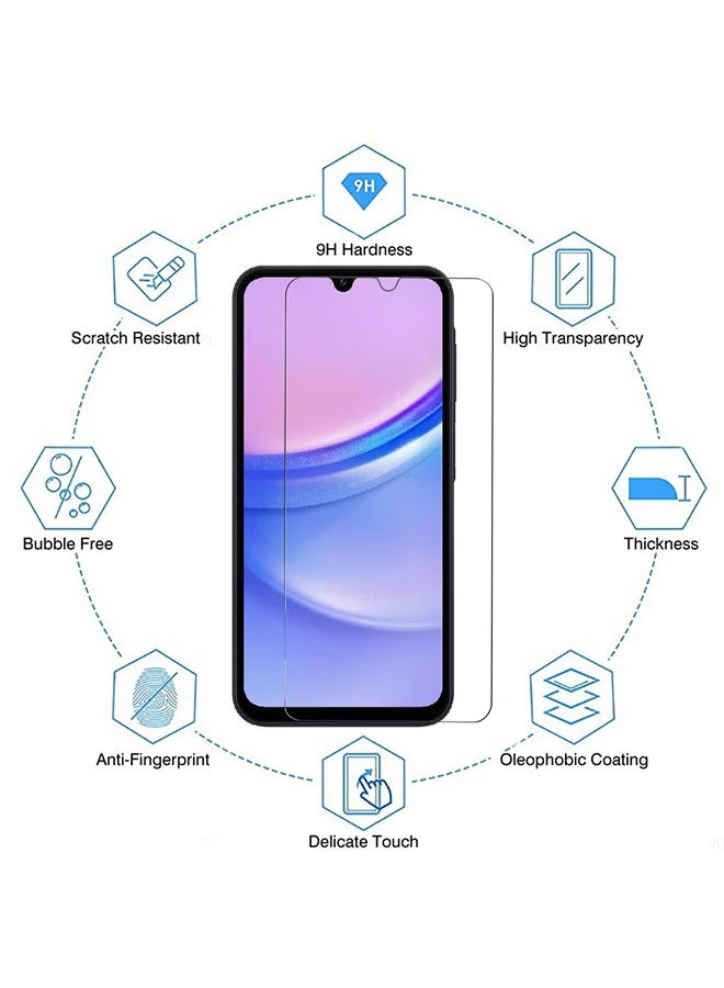 X-level 2 Pack Tempered Glass Screen Protector for Samsung Galaxy A15 5G/4G with Comfortable Touch Feeling, Easy Clean Install, Transparent Anti-scratch Anti-fingerprint Phone Display Cover Accessory - Image 2