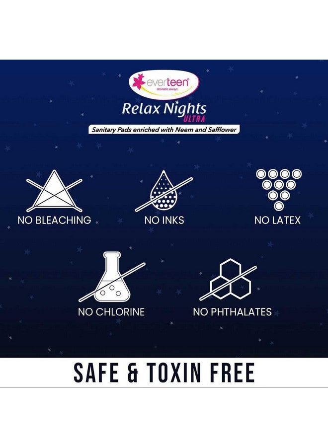 إيفرتين فوط صحية فائقة النحافة من Relax Nights بحجم Xxl مع النيم والقرطم (7 فوط، كل منها 320 مم)، عبوة من قطعتين - Image 4