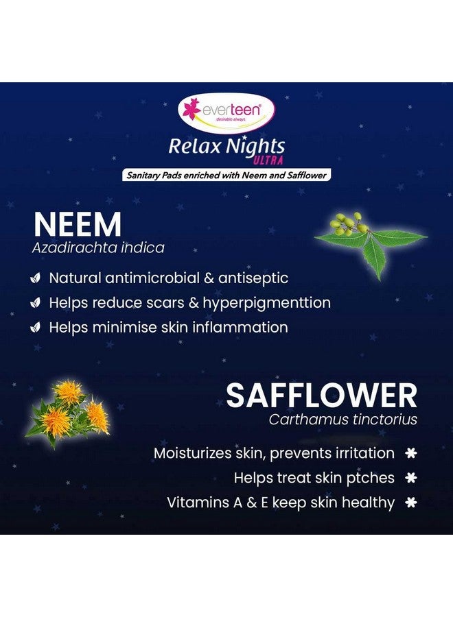 إيفرتين فوط صحية فائقة النحافة من Relax Nights بحجم Xxl مع النيم والقرطم (7 فوط، كل منها 320 مم)، عبوة من قطعتين - Image 3