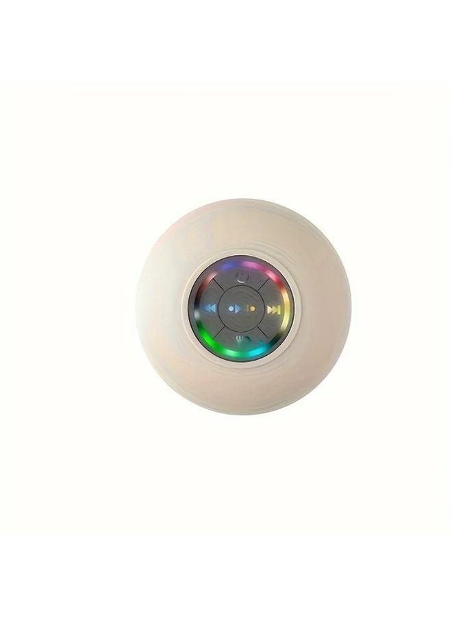 مكبر صوت حمام LED أبيض لاسلكي، قابل لإعادة الشحن عبر USB، مقاوم للماء IPX4، صوت عالي الدقة، مثبت بكأس شفط - Image 1