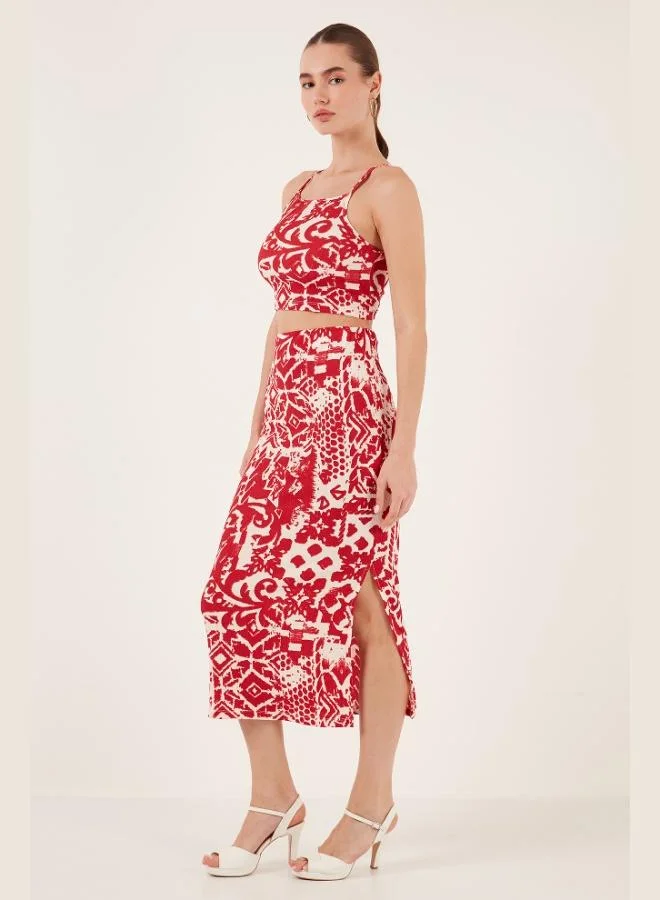 Lela Lela Slim Fit Strappy Slit Midi Top and Bottom Set for Women SET 5865726