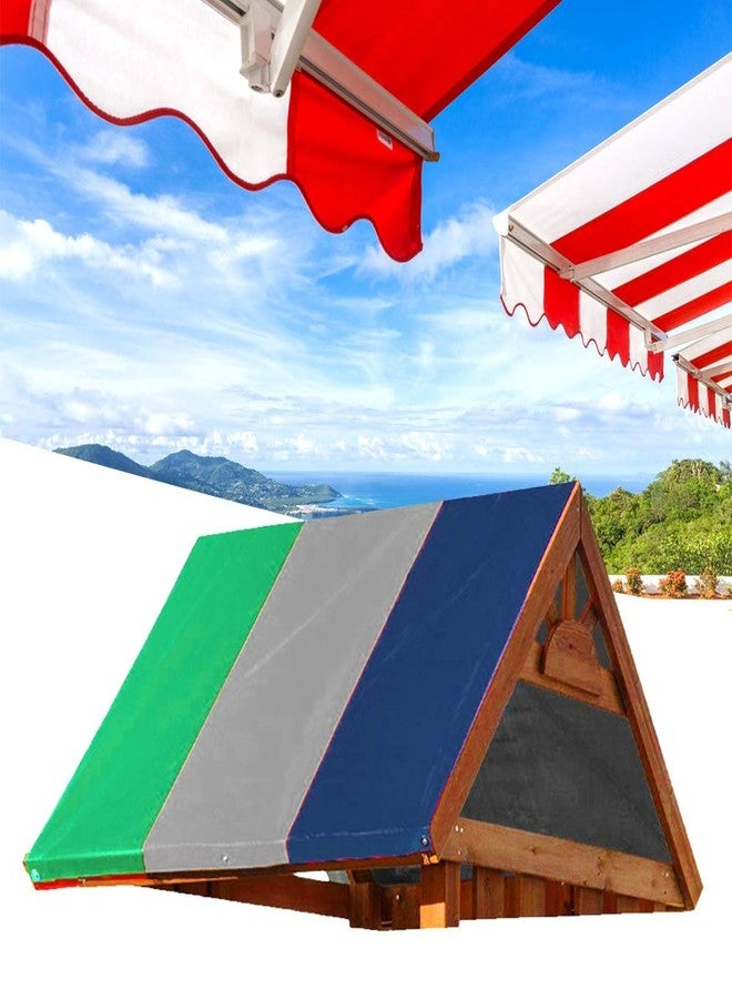 CHEOTIME Swing Set Replacement Tarp, 52 x 89 in Multicolor Playground Roof Canopy, Multicolor Backyard Playset Canopy Replacement for Play Set Outdoor(Green + Gray + Blue) - Image 4