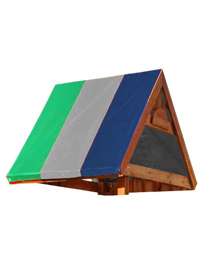 CHEOTIME Swing Set Replacement Tarp, 52 x 89 in Multicolor Playground Roof Canopy, Multicolor Backyard Playset Canopy Replacement for Play Set Outdoor(Green + Gray + Blue) - Image 1