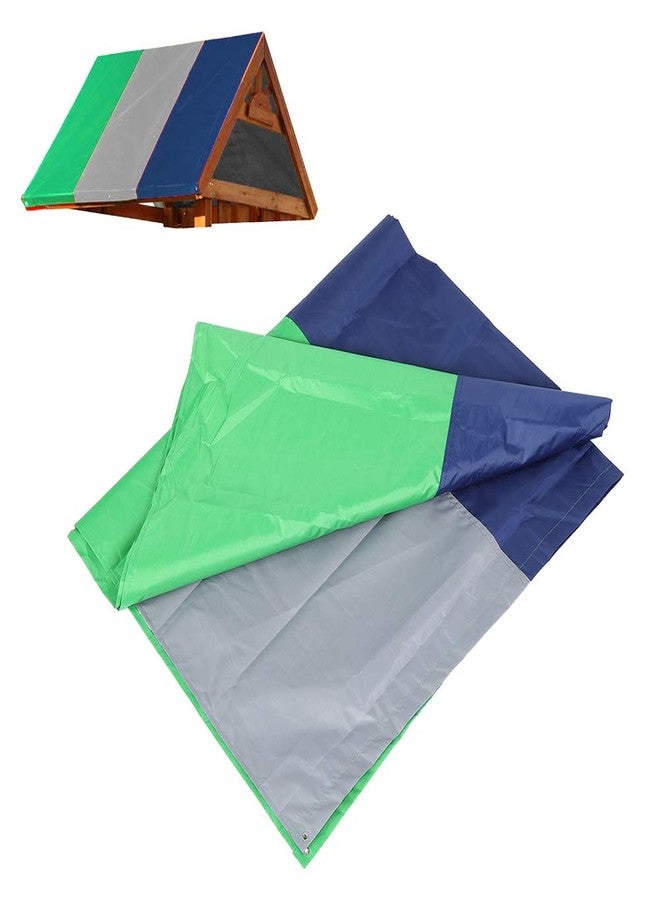 CHEOTIME Swing Set Replacement Tarp, 52 x 89 in Multicolor Playground Roof Canopy, Multicolor Backyard Playset Canopy Replacement for Play Set Outdoor(Green + Gray + Blue) - Image 3