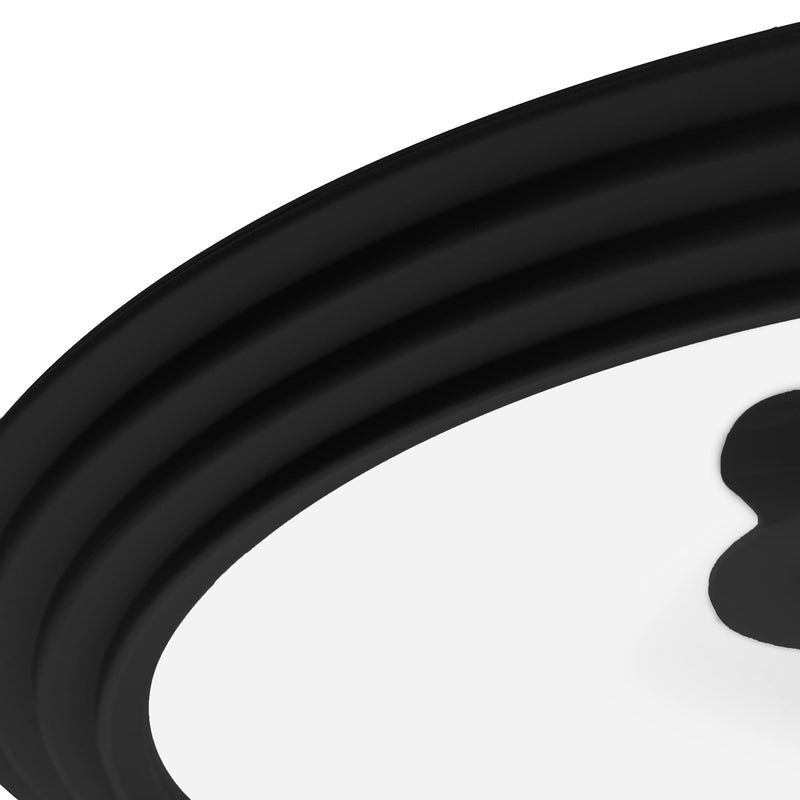 LSR Loreso Universal Pan Lid for Pots Pans and Skillets 7.5-9.5 Inch - Tempered Glass Pot Lid with Auto-Sizing Silicone Rim - Black - Image 4