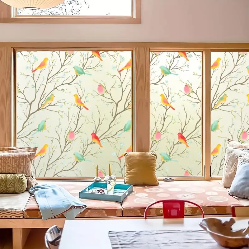 Sun Bird Window Privacy Film Frosted Glass Sun Blocking Window Tinting Film for Home, Clings Removable Frosting Bathroom Door (24 x 78 Inch, Bird) - Image 5