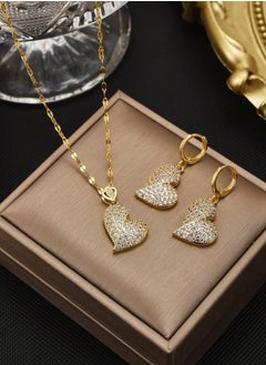 18k Gold Plated Necklace & Earrings Jewelry Set For Women