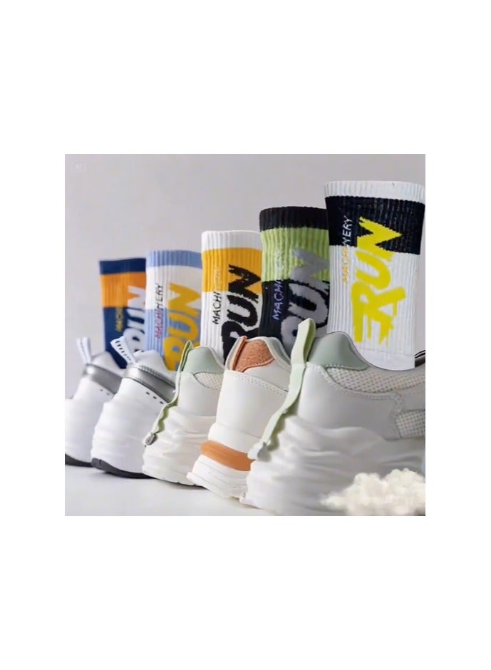 Generic 5 Pairs Unisex Mid-Calf Sports Socks – Youth Athletic Running & Basketball Socks for Outdoor and Casual Wear - Image 3