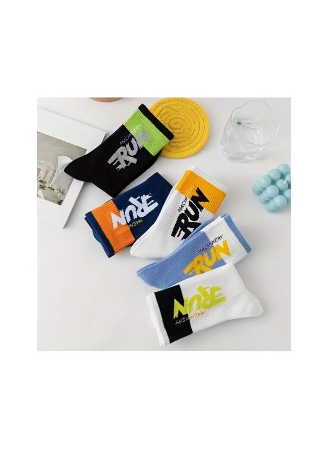 Generic 5 Pairs Unisex Mid-Calf Sports Socks – Youth Athletic Running & Basketball Socks for Outdoor and Casual Wear - Image 4