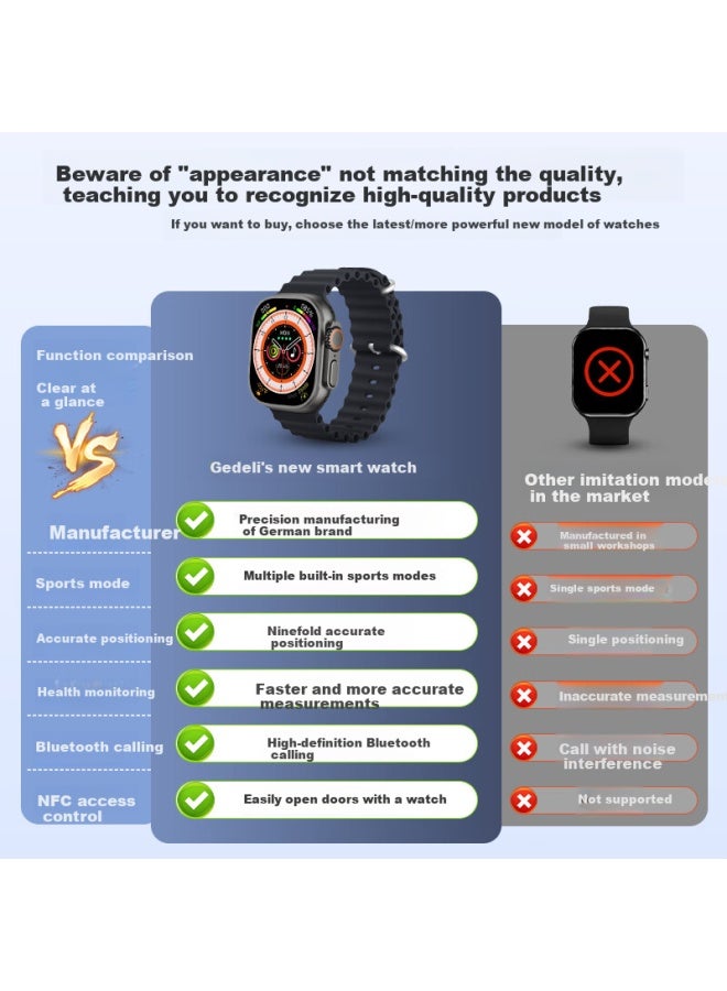 Gedell [new Long Battery Life] Smarch, Bluetooth Phone, Top Configuration S9ultra2, Health Monitoring, Nfc, Large Screen, High Storage Capacity, Long Battery Life, Sports Bracelet For Men And Wome
