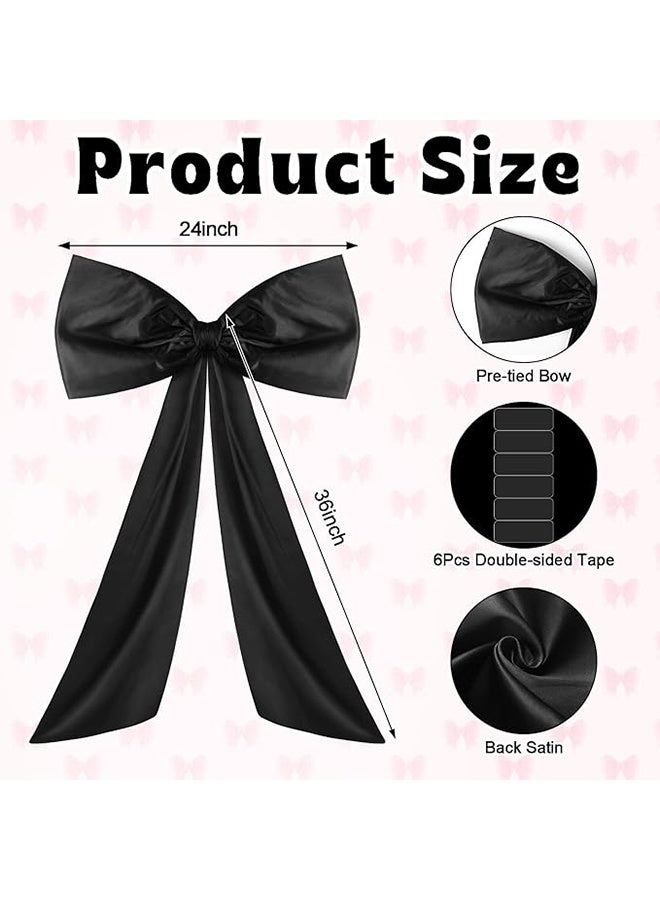Decor Large Bow for Room, Giant Ribbon Tie for Birthday Party Backdrop Wall Decor, 24 X 36 Inches - Black - Image 2