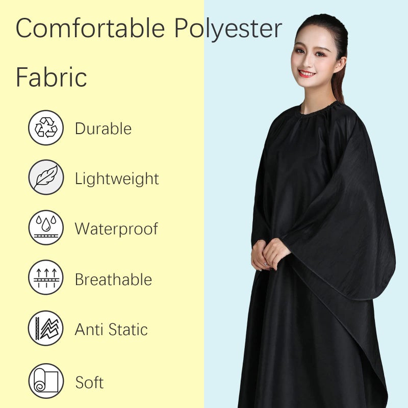 Iusmnur Barber Cape, Professional Hair Cutting Cape with Adjustable Metal Clip, Waterproof Haircut Salon Supplies for Hairdresser Styling & Home - 55 x 63 inches (Black) - Image 3