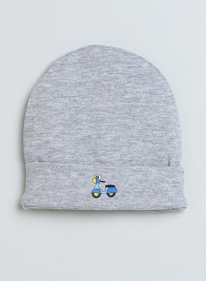 BUMZEE Grey Boys Cotton Cap Mitten Bootie Set Age - 0-3 Months (Peb9460) - Image 2