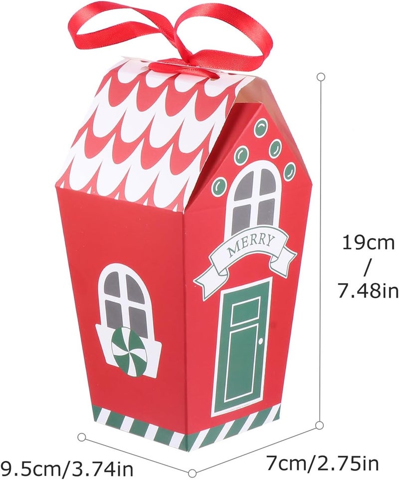 PAMINGONO Christmas Candy Pouches 10pcs Set Red Paper Treat Bags for Holiday Party Favors and Cookie Storage Boxes, Non-tie Wrapping Supplies for Christmas Celebration - Image 2
