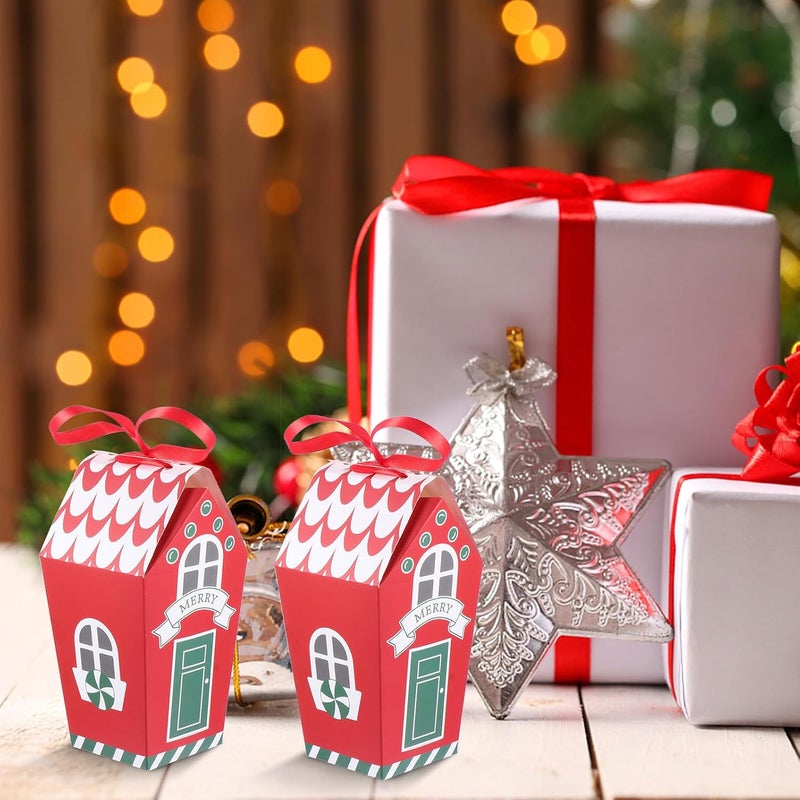 PAMINGONO Christmas Candy Pouches 10pcs Set Red Paper Treat Bags for Holiday Party Favors and Cookie Storage Boxes, Non-tie Wrapping Supplies for Christmas Celebration - Image 4