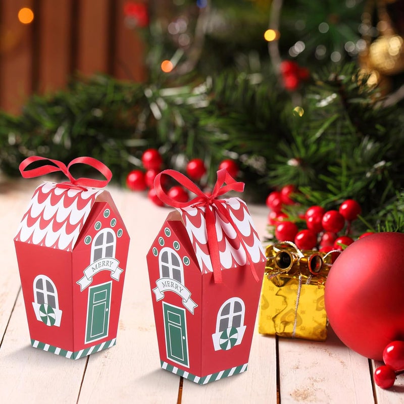 PAMINGONO Christmas Candy Pouches 10pcs Set Red Paper Treat Bags for Holiday Party Favors and Cookie Storage Boxes, Non-tie Wrapping Supplies for Christmas Celebration - Image 5