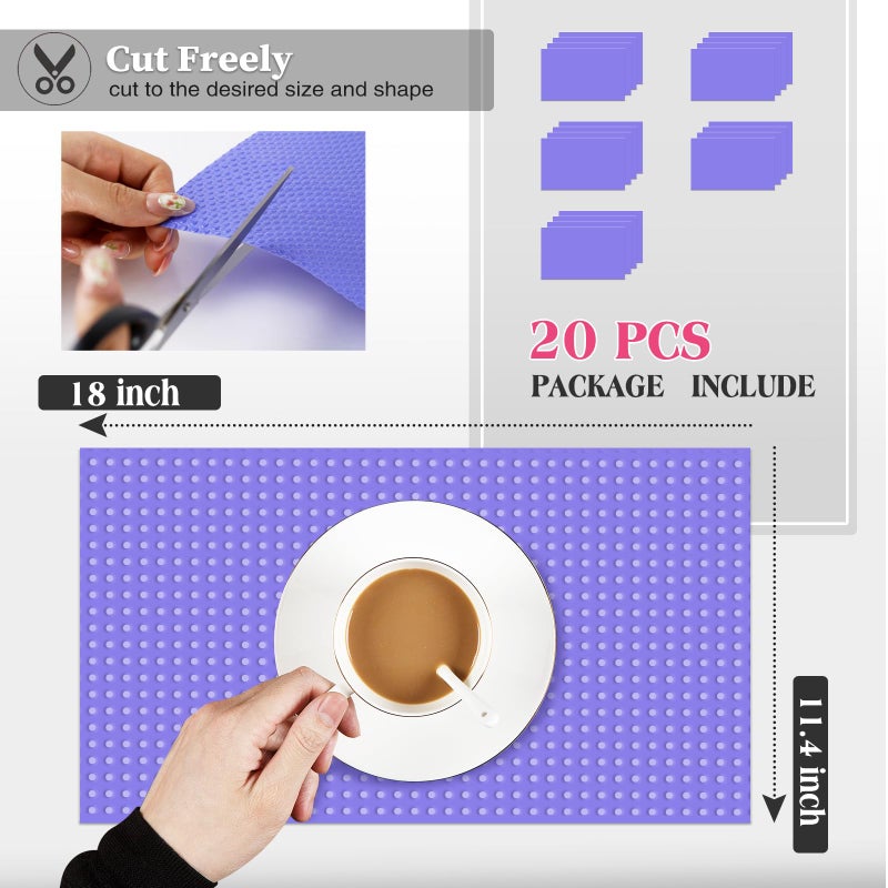 Daixers Daixer 20Pcs Refrigerator Liners, Washable Fridge Liner Shelf Mats Refrigerator Pads for Cupboard Cabinet Drawer Home Kitchen Accessories Organization (Purple) - Image 2