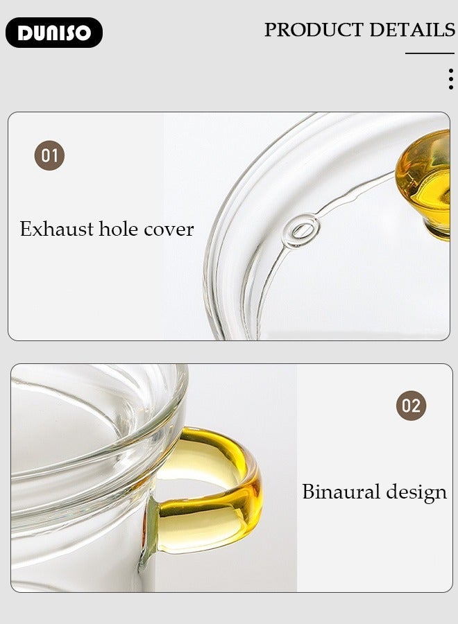 DUNISO Glass Cooking Pot Saucepan with Cover, 450ml Heat-resistant Glass Stovetop Pot and Pan with Lid, The Best Handmade Glass Cookware Set Cooktop Safe for Pasta Noodle, Soup, Milk, Baby Food - Image 2