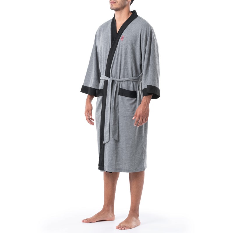 IZOD Men's Waffle Knit Kimono Robe, Heather Grey, One Size - Image 2