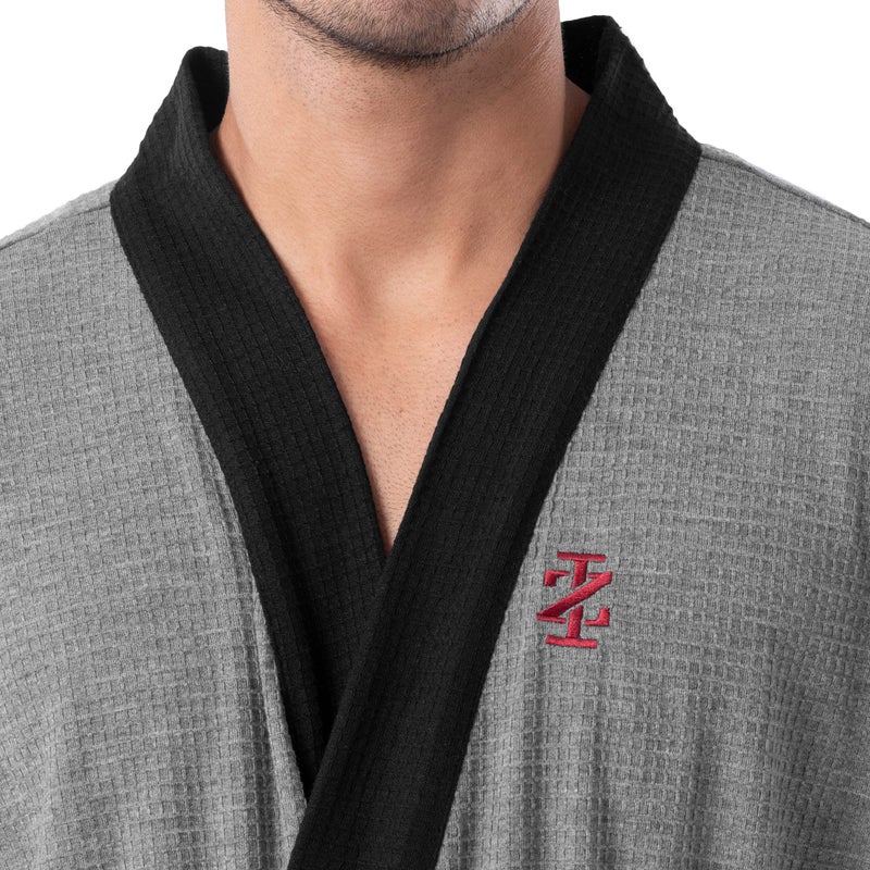 IZOD Men's Waffle Knit Kimono Robe, Heather Grey, One Size - Image 4