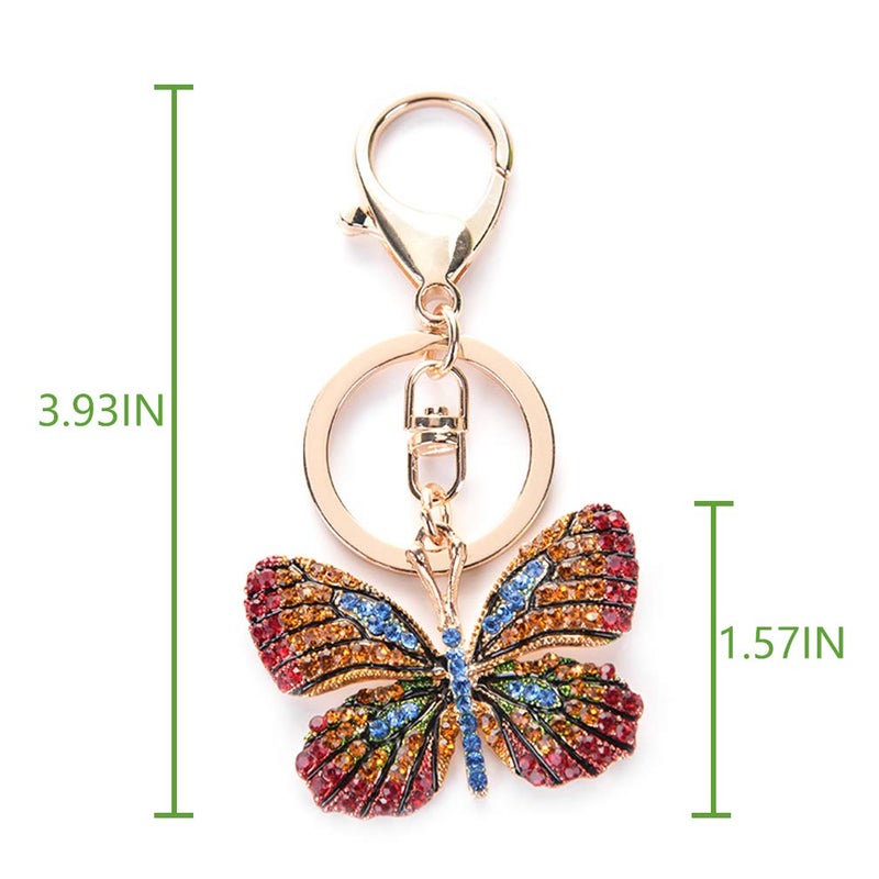 Grtdrm Cute Butterfly Shape Crystal Rhinestone Sparkling Keychain Bag Pendant Handbag Charm for Women Girls(Azure) - Image 5