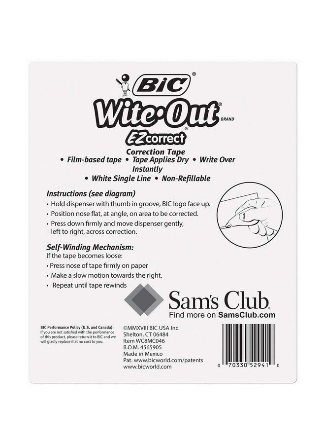 Bic An Item Of Bic Witeout Brand Ez Correct Correction Tape White 6 Count Pack Of 1 - Image 3