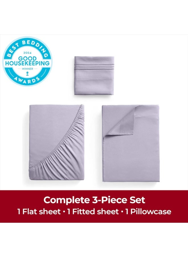 Mellanni Twin XL Sheets Set - 3 PC Iconic Collection Bedding - Hotel Luxury, Extra Soft, Cooling Bed Sheets - Wrinkle, Fade, Stain Resistant (Twin Extra Long, Lavender) - Image 2