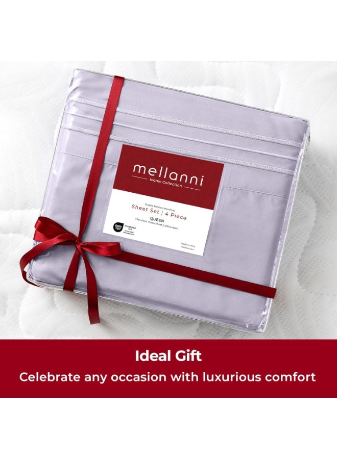 Mellanni Twin XL Sheets Set - 3 PC Iconic Collection Bedding - Hotel Luxury, Extra Soft, Cooling Bed Sheets - Wrinkle, Fade, Stain Resistant (Twin Extra Long, Lavender) - Image 5