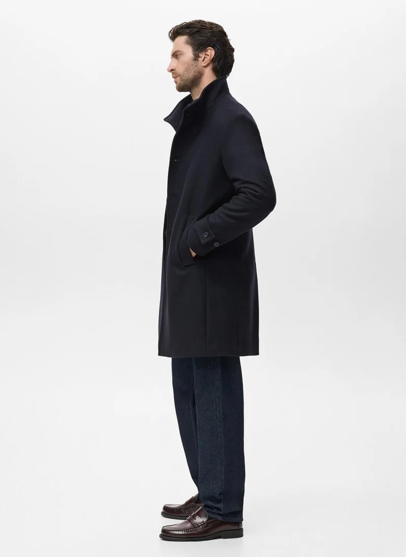 Mango Man Wool funnel neck coat