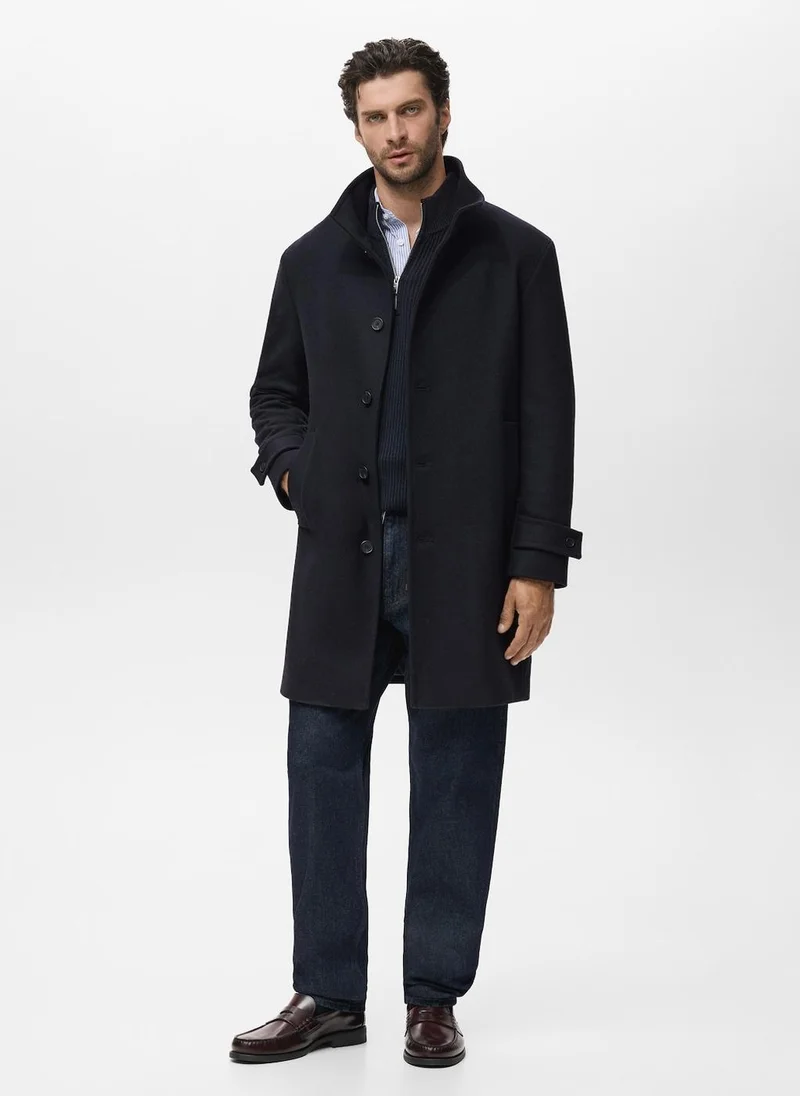 Mango Man Wool funnel neck coat